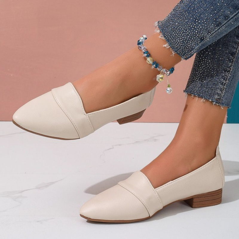 Women Shoes With Heels - スリッポンシューズ レディース フラットシューズ 無地 ポインテッドトゥ 浅口
