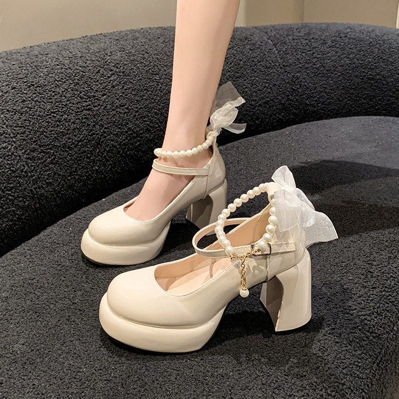 Women Shoes Must Have - メアリージェーンハイヒール 2026 夏秋新作チャンキーヒールシューズ、ウェディングドレスの必需品