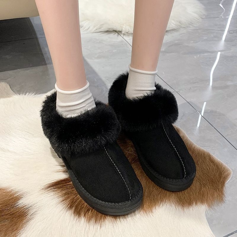 Women'S Shoes Trending 2025 - 無地の韓国風レディースシューズ、ファー付き滑り止め、プロモーション、ラムファー、ワークファッション、2025年新作トレンドブーツ、スノーブーツ（女性用）