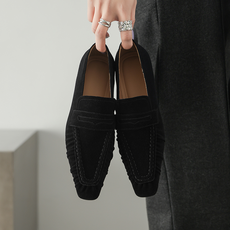 春の本革女性パンプスファッションプリーツスクエアトゥシューズ - Women'S Shoes Everyday のレビューと価格