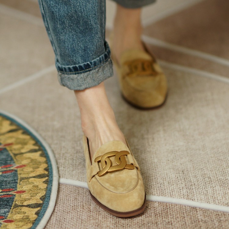 女性用スエードレザーモカシン,ラウンドトゥのローヒールシュー - Women'S Shoes Everyday のレビューと価格