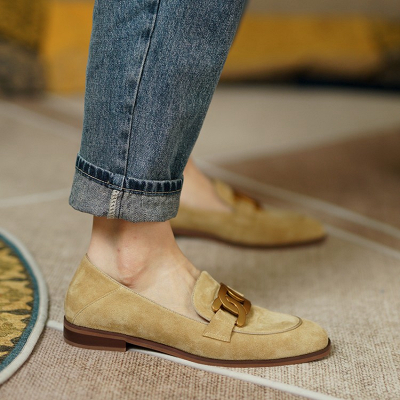 女性用スエードレザーモカシン,ラウンドトゥのローヒールシュー - Women'S Shoes Everyday のレビューと価格