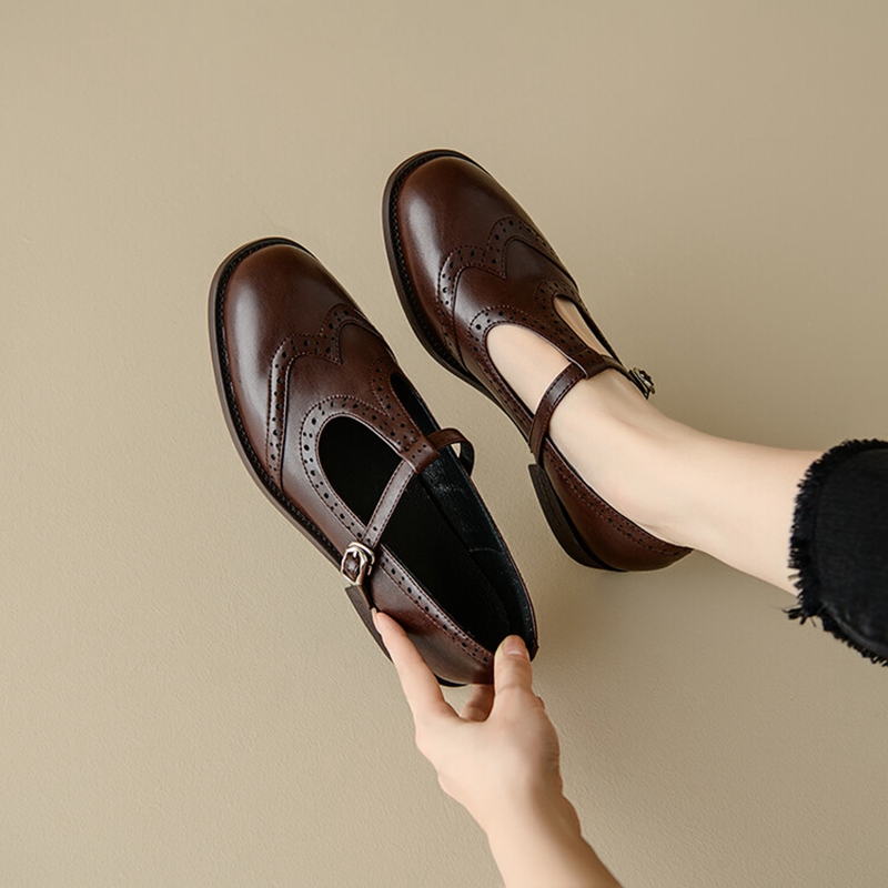 女性のためのスプリットレザーシューズ,ラウンドトゥマリアの靴 - Women'S Shoes Everyday のレビューと価格
