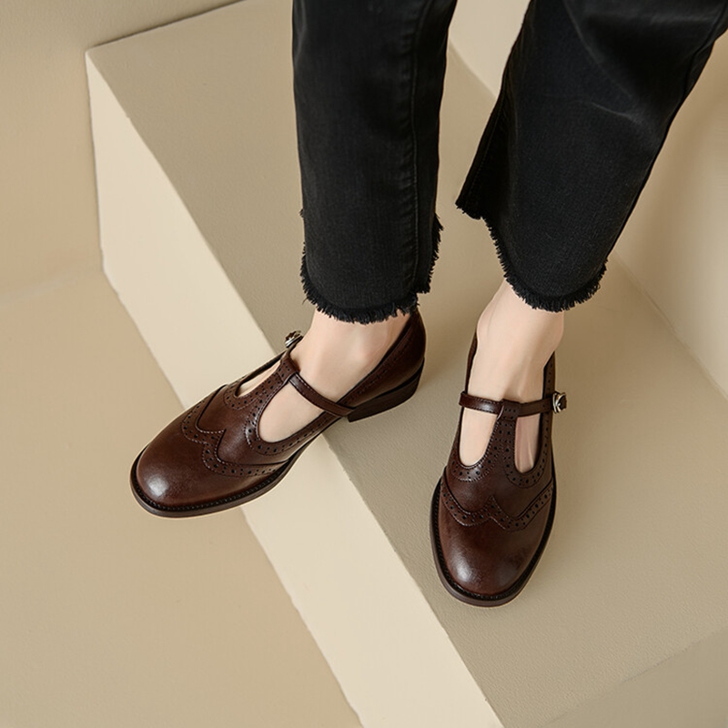 女性のためのスプリットレザーシューズ,ラウンドトゥマリアの靴 - Women'S Shoes Everyday のレビューと価格