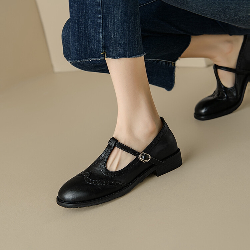 女性のためのスプリットレザーシューズ,ラウンドトゥマリアの靴 - Women'S Shoes Everyday のレビューと価格