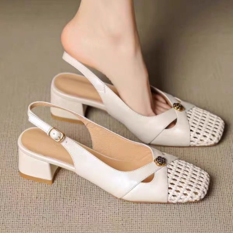 レディース フレンチスタイル クローズドトゥ サンダル、チャ - Shoes Women Pumps のレビューと価格