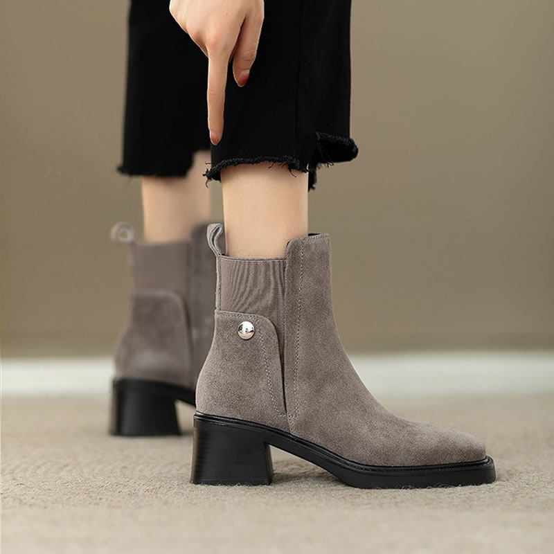 スエードレディースチャンキーアンクルブーツファッションハイヒ - Women'S Shoes Trending 2025 のレビューと価格