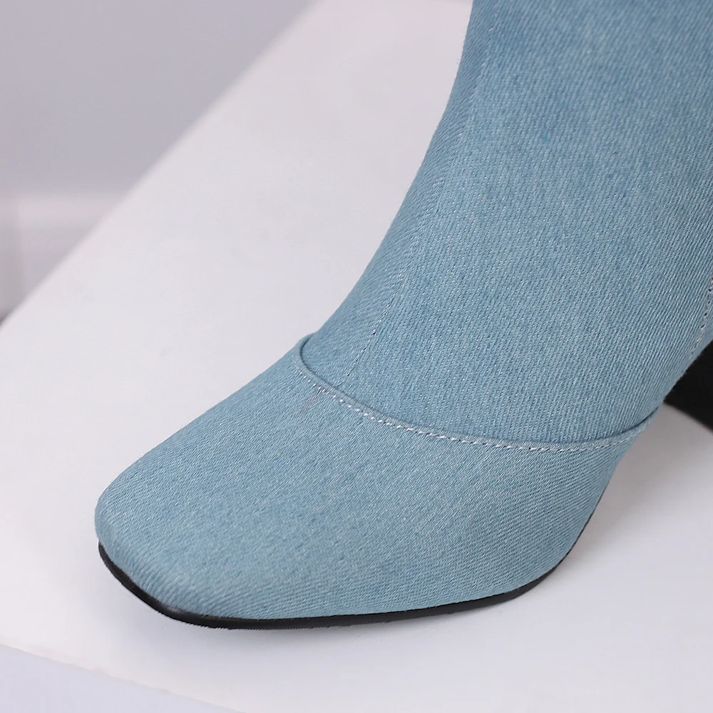 新作冬用ブラックブルー女性ニーハイライディングブーツホットラ - Women'S Shoes Size 12 のレビューと価格