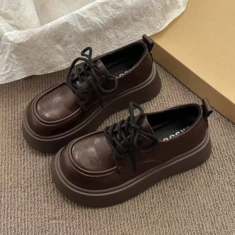 レディース ヴィンテージ ブラウン レースアップ プラットフ - Women Shoes With Heels のレビューと価格
