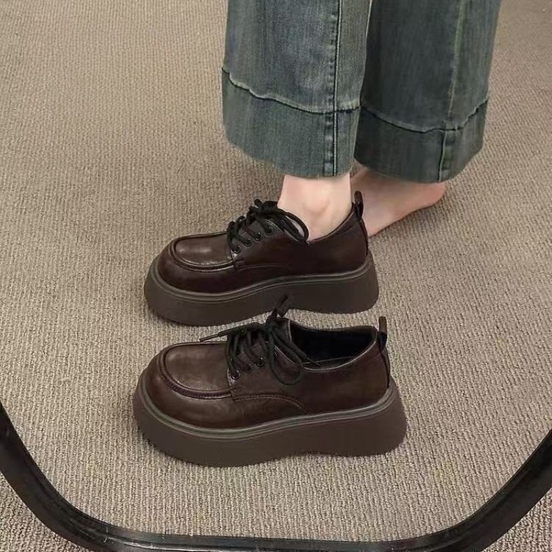 レディース ヴィンテージ ブラウン レースアップ プラットフ - Women Shoes With Heels のレビューと価格