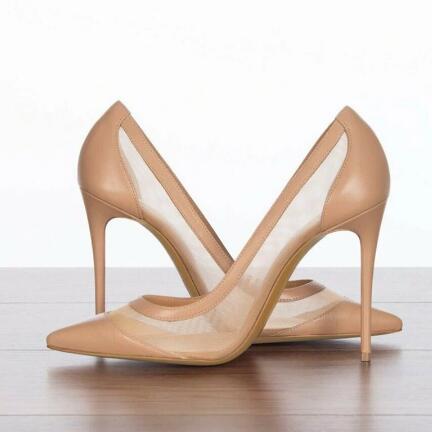 セクシーなヌードピンクと黒のスエードメッシュパッチワーク、浅 - Women'S Shoes Size 12 のレビューと価格