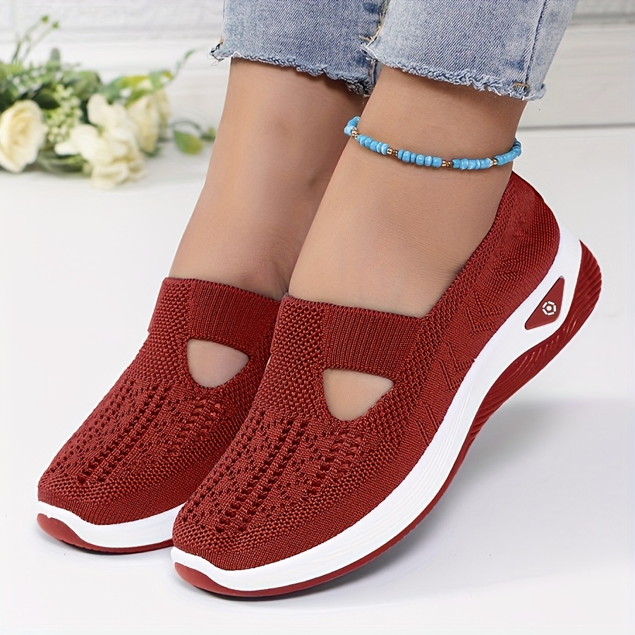 レディース春夏ニットスリッポンスニーカー通気性メッシュカジュ - Women'S Shoes With Arch Support のレビューと価格