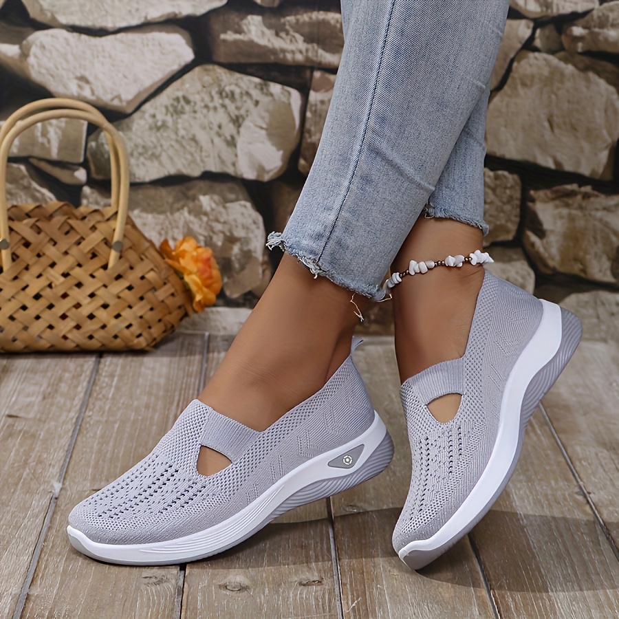 レディース春夏ニットスリッポンスニーカー通気性メッシュカジュ - Women'S Shoes With Arch Support のレビューと価格