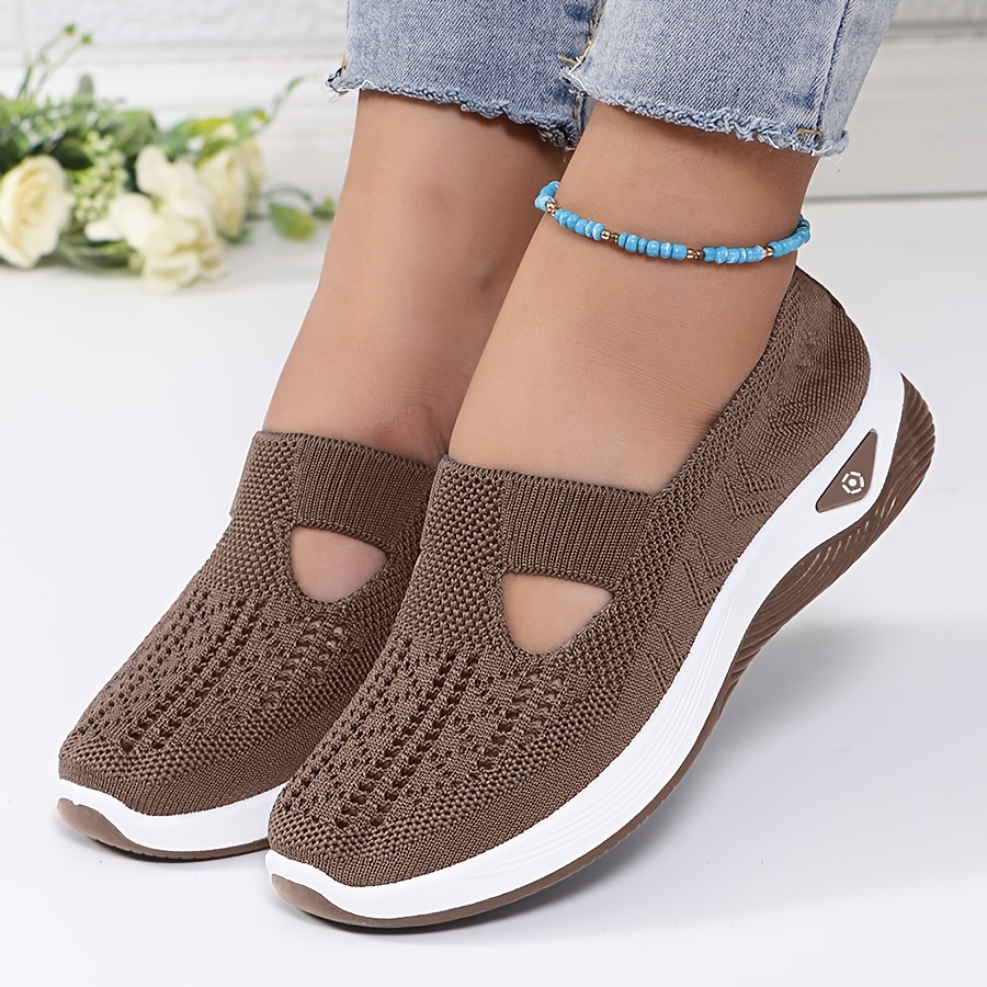 レディース春夏ニットスリッポンスニーカー通気性メッシュカジュ - Women'S Shoes With Arch Support のレビューと価格