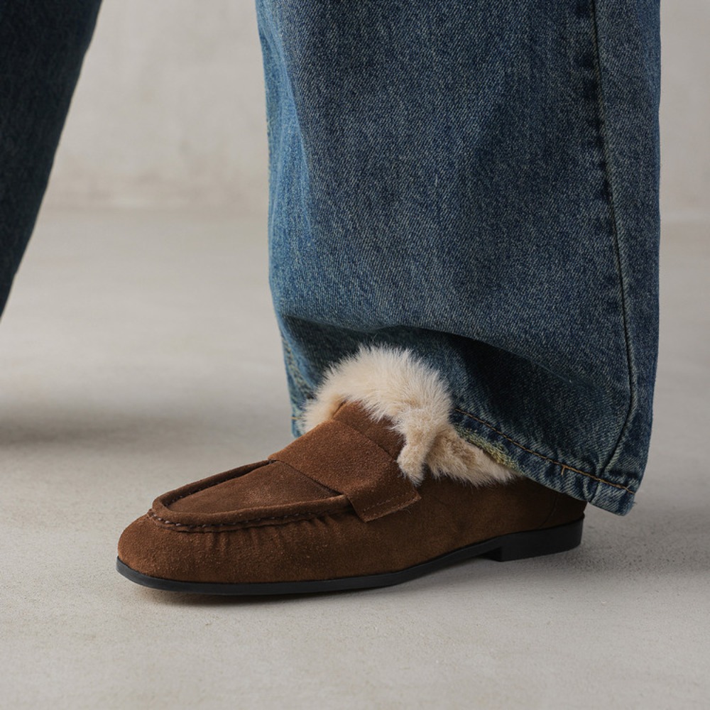 高級ブランドのファー付きモカシンシューズ、2026年冬の女性 - Women Shoes Japanese Brand のレビューと価格