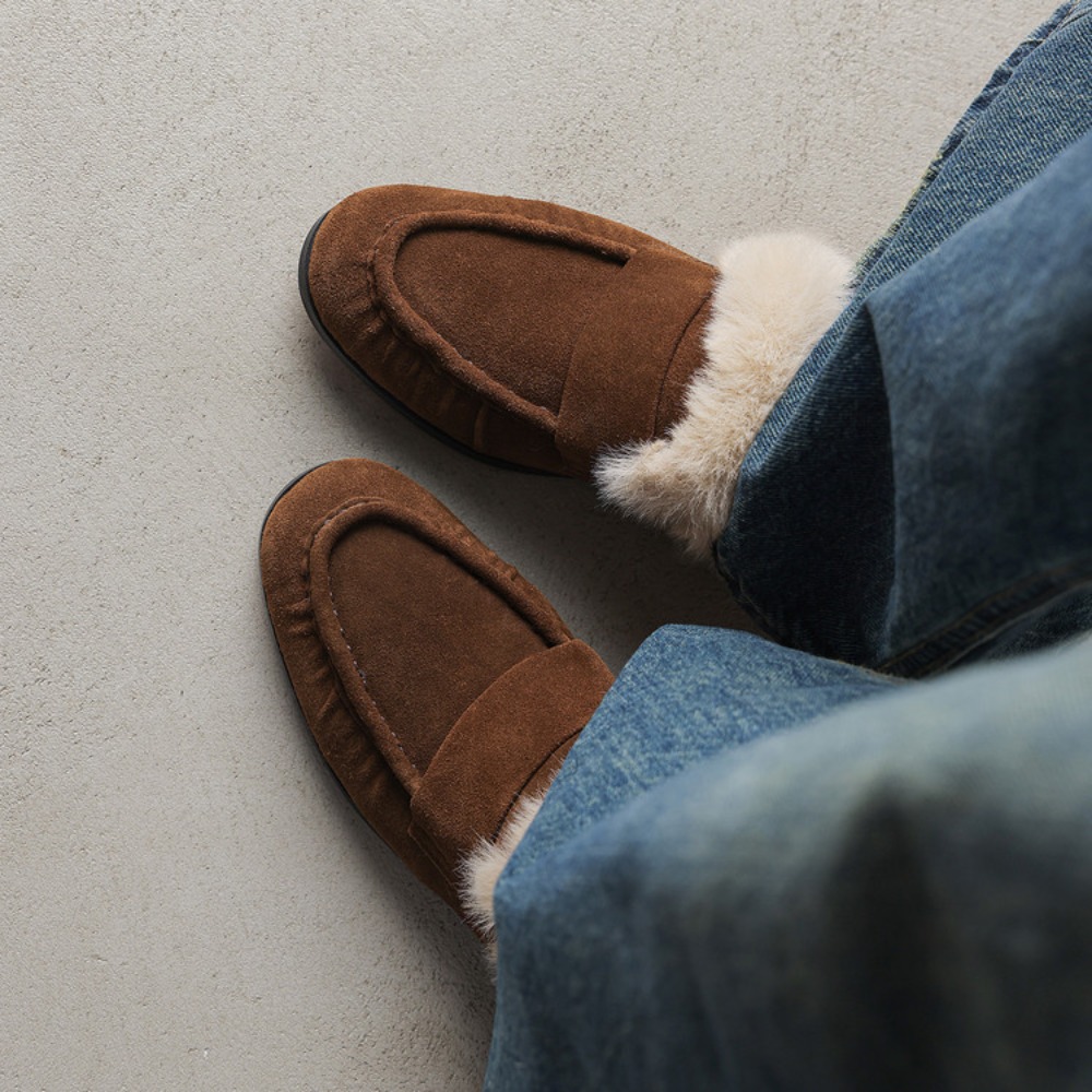 高級ブランドのファー付きモカシンシューズ、2026年冬の女性 - Women Shoes Japanese Brand のレビューと価格